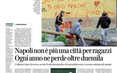 Interessante riflessione dell’ISTAT sul Corriere della Sera Mezzogiorno: Napoli non è una città per bambini e ragazzi, ogni anno ne perde duemila.